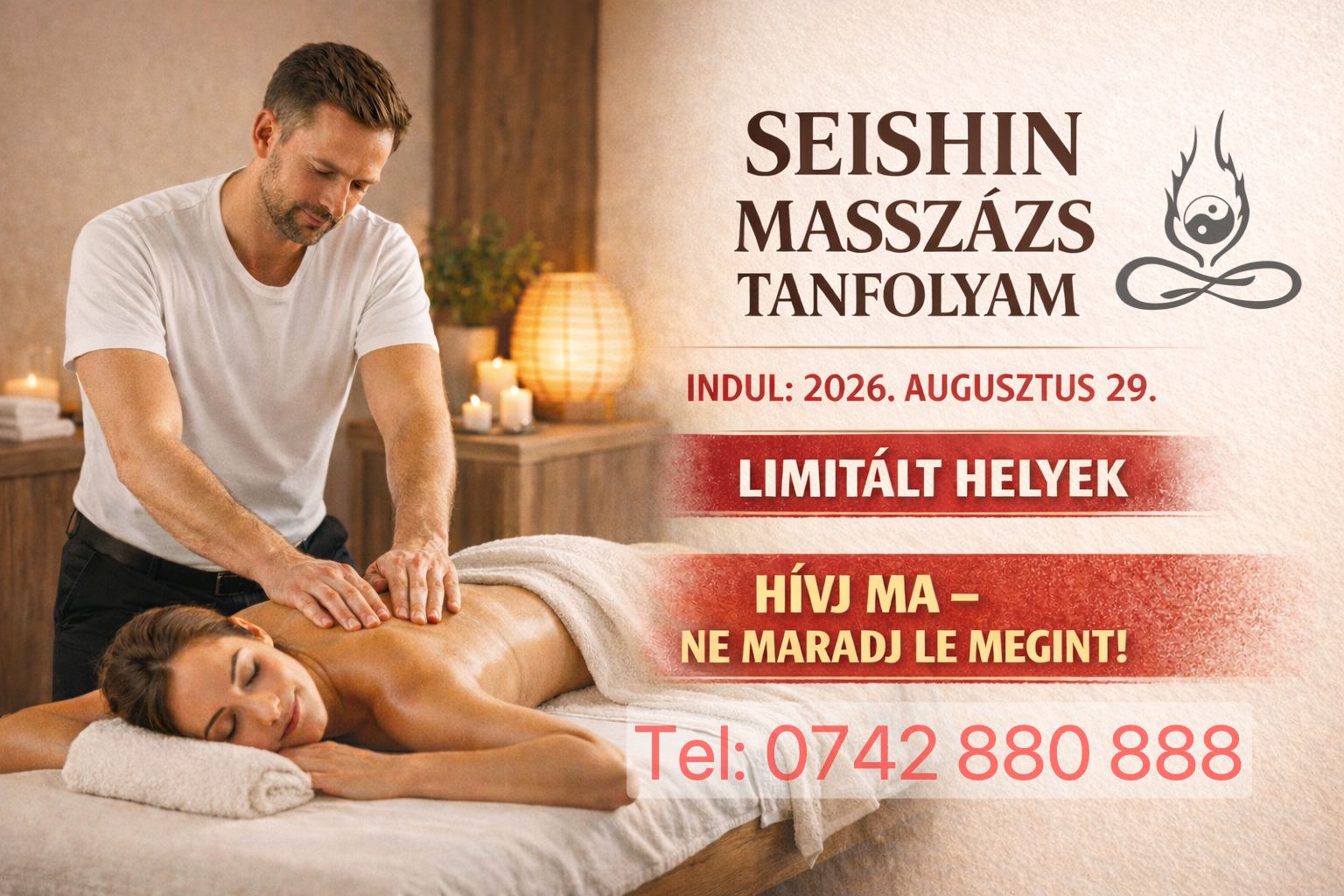 Afiș pentru cursul de masaj terapeutic